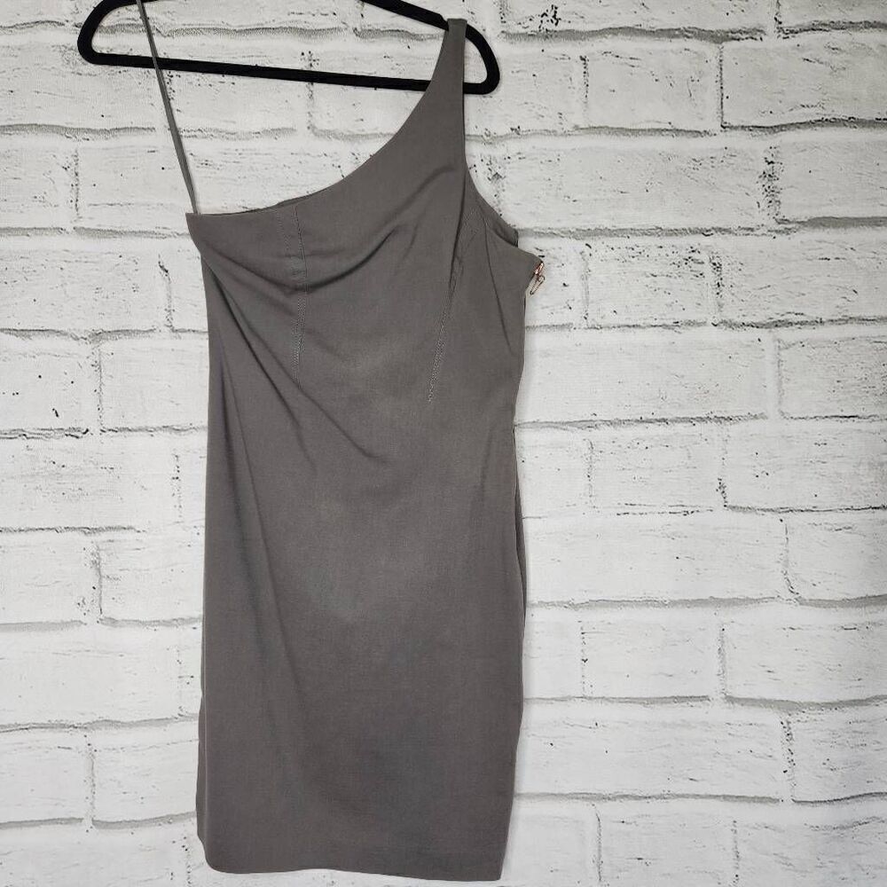 T by Alexander Wang Womens Gray Side Zipper One Shoulder Mini Dress Size Medium